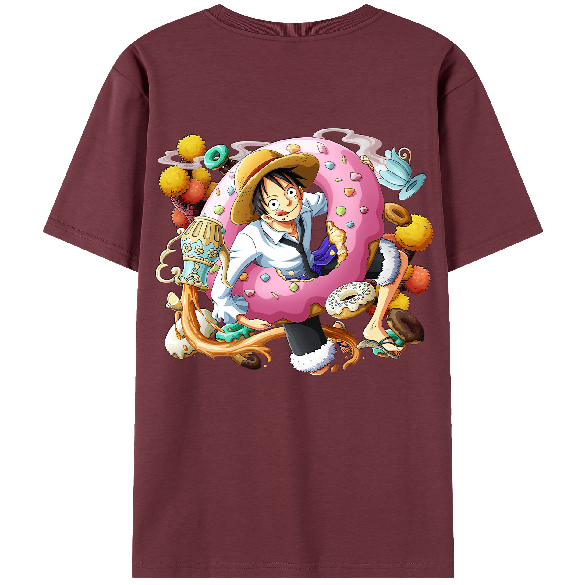 ワンピース モンキー・D・ルフィ ONE PIECE Monkey D. Luffy 綿100％半袖Tシャツ（背面プリント）
